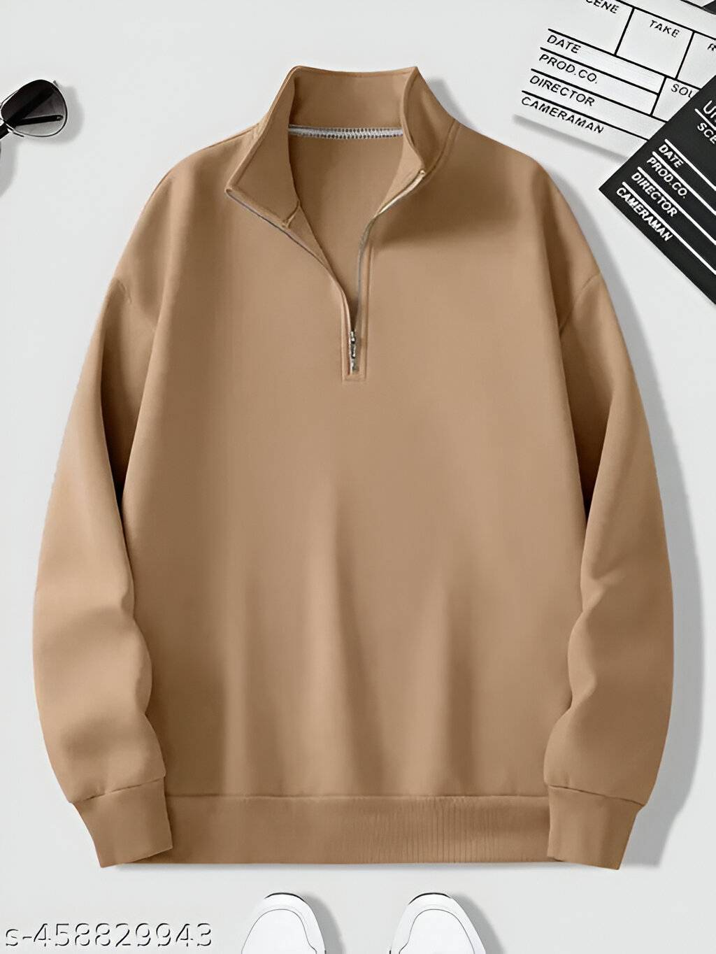 Brown half-zip sweatshirt