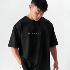 Men's Black Oversized Printed T-shirt