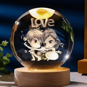3D Love Crystal Ball Night Lamp, Birthday Gift (Love)