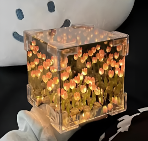 Tulip Cube Mirror Lamp, 30 Flowers Led Decorative Lamp