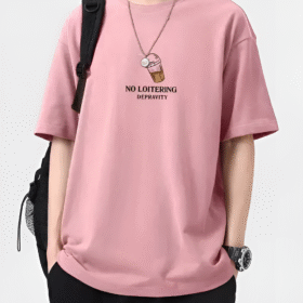 Sky Magic Men Cotton Peach Printed T-shirt