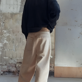 BAGGY MENS WEAR CREAM WIDELEG DENIM JEANS